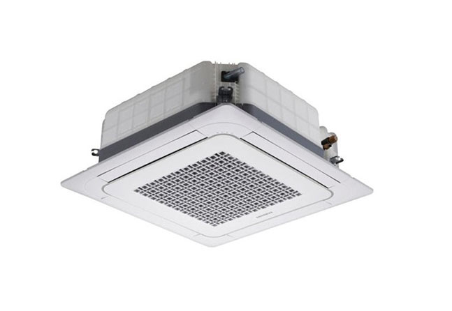 questi sistemi sono installati nel soffitto e utilizzano un pannello a scomparsa per fornire aria fresca. Sono ideali per gli spazi commerciali e per i soffitti alti. Impianto Condizionatore d'aria canalizzato